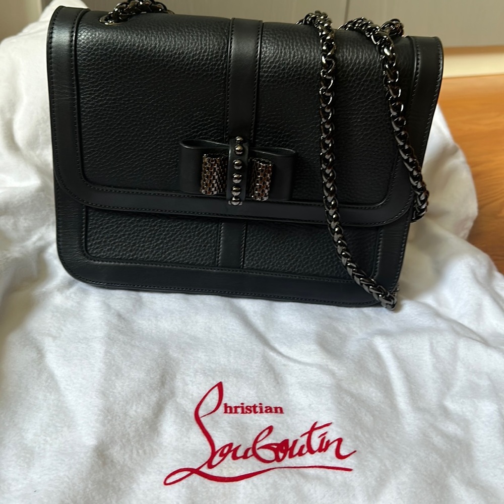 Christian Louboutin Sweet Charity Gaia Calf Leather Shoulder Bag in Black